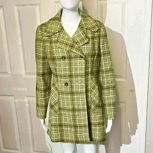 Vintage Pendleton 60s 70s Womens Green Shadow Plaid Blazer Jacket Coat Medium - Picture 1 of 14